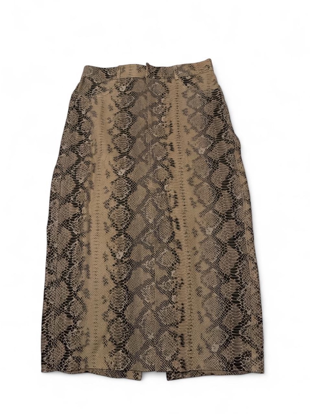 Zara Snake-Print Midi Pencil Skirt - Beige/Black size M